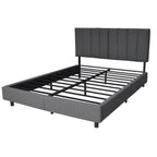 Queen Size Upholstered KD Platform Bed with Heavy-Duty Metal Frame (PAL-2684-KD-BK-ZJWK)