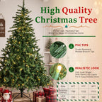 Classic Pre-Lit Artificial Christmas Tree with Warm White LED Lights, 8 Lighting Modes, Full PVC Branches &amp; Metal Stand – 6 FT, 7 FT &amp; 8 FT