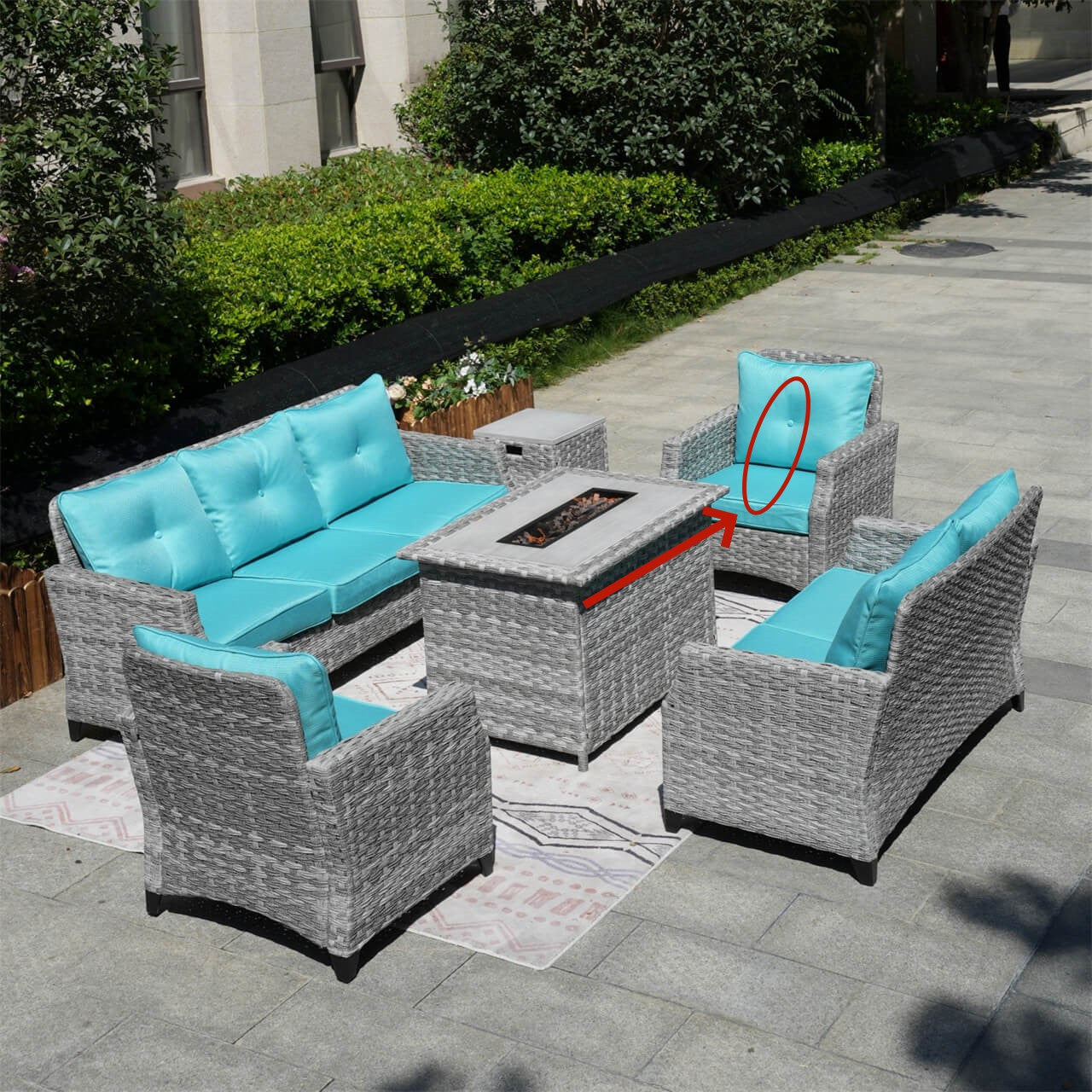 1 Set Cyan Cushion Covers for Whole Set of PAF-1803-Set