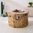 TerraFlame Round Faux Wood Fire Pit Table for Outdoor Use (PAG-2180) - Direct Wicker