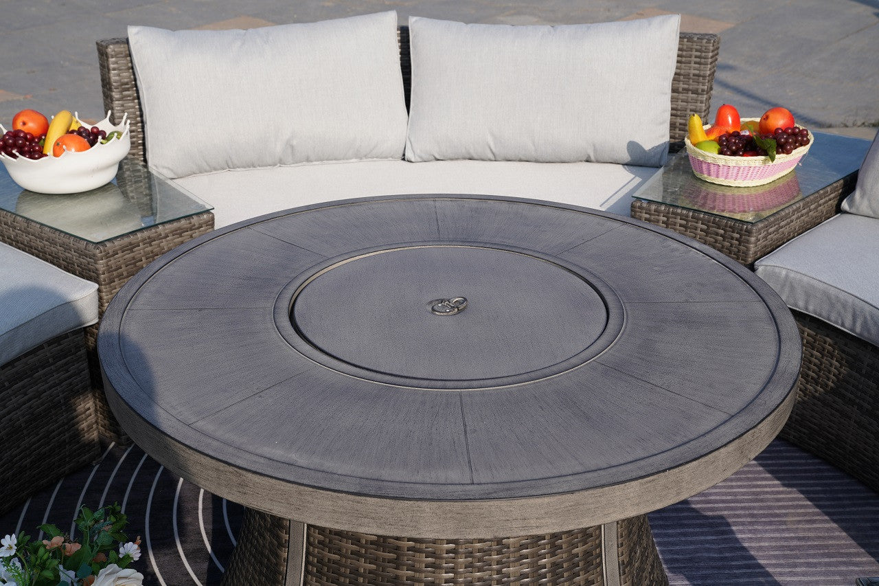 Parma 4-Seater Outdoor Fire Pit Set – Round Fire Table (G3R521E-GR)