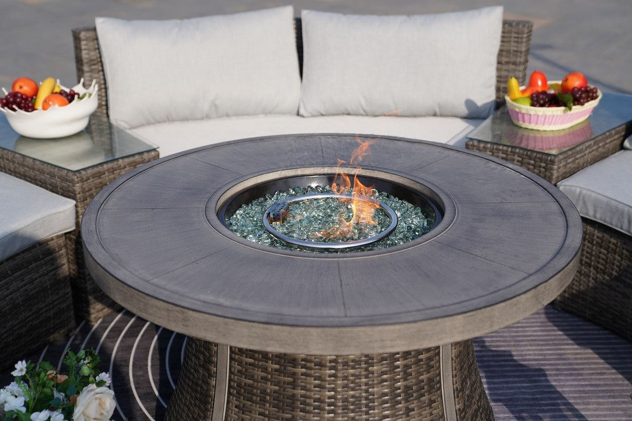 Parma 4-Seater Outdoor Fire Pit Set – Round Fire Table (G3R521E-GR)