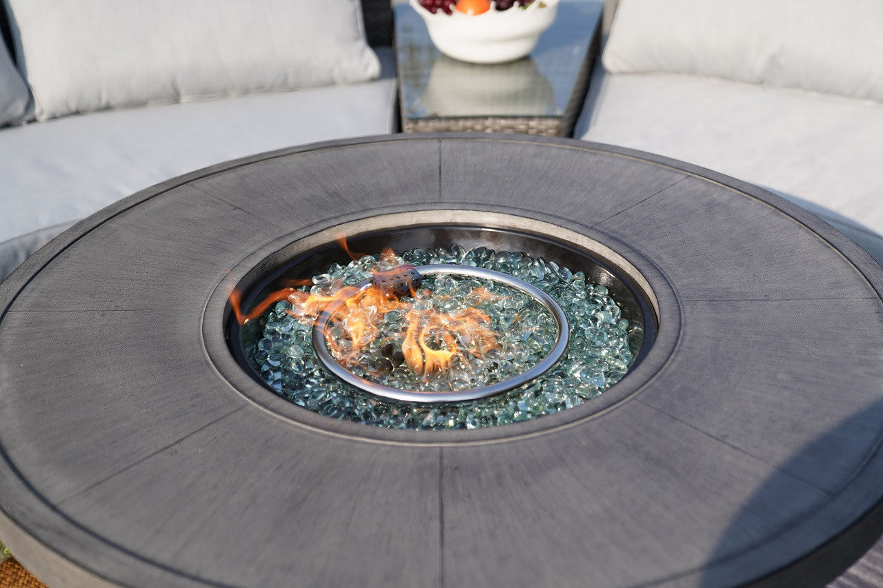 Parma 4-Seater Outdoor Fire Pit Set – Round Fire Table (G3R521E-GR)
