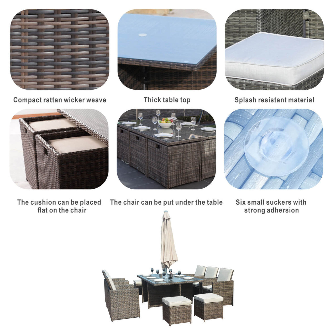 detail of 6 Seats Patio Dining Set