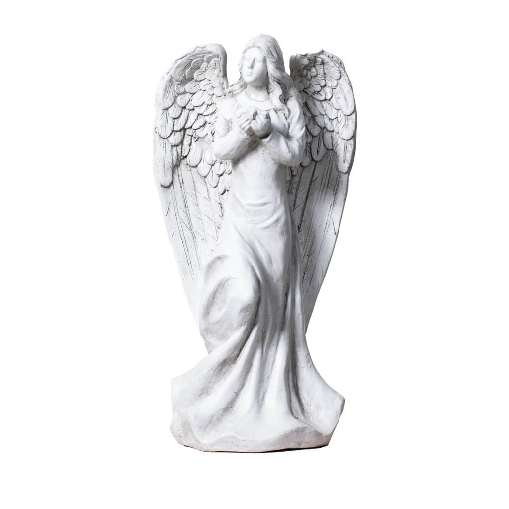 Serene Angel Holding Lamb Magnesium Oxide Garden Sculpture (GS-240377A-BE-WLX)