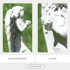 Serene Angel Holding Lamb Magnesium Oxide Garden Sculpture (GS-240377A-BE-WLX)