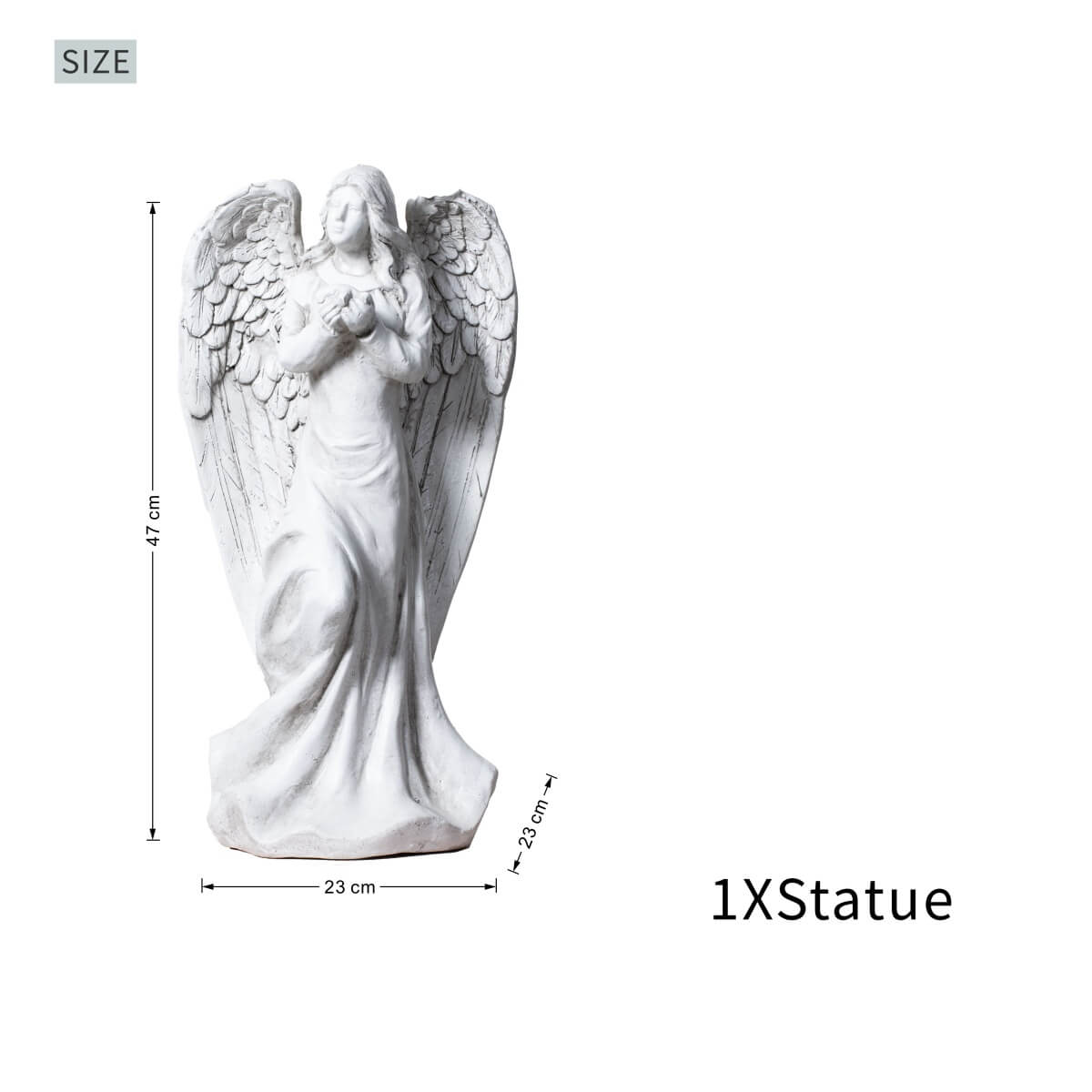 Serene Angel Holding Lamb Magnesium Oxide Garden Sculpture (GS-240377A-BE-WLX)