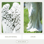 Serene Angel Holding Lamb Magnesium Oxide Garden Sculpture (GS-240377A-BE-WLX)