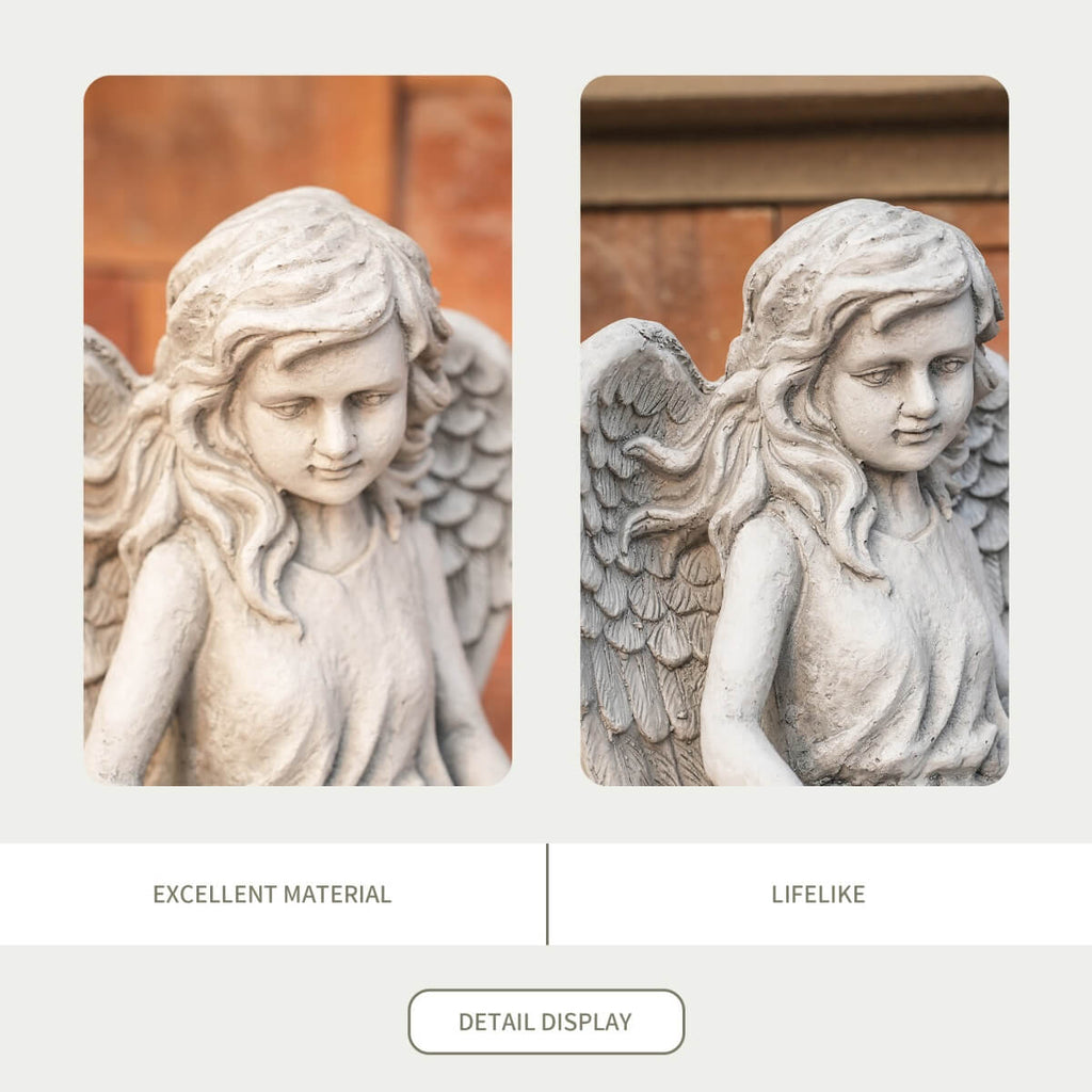 Seated Angel Holding Bowl Magnesium Oxide Garden Sculpture (GS-24936A-AN-WLX)