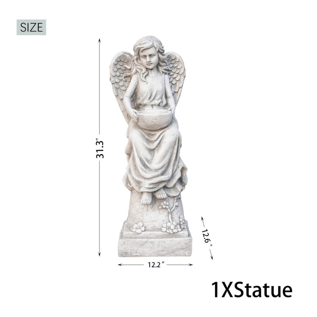 Seated Angel Holding Bowl Magnesium Oxide Garden Sculpture (GS-24936A-AN-WLX)