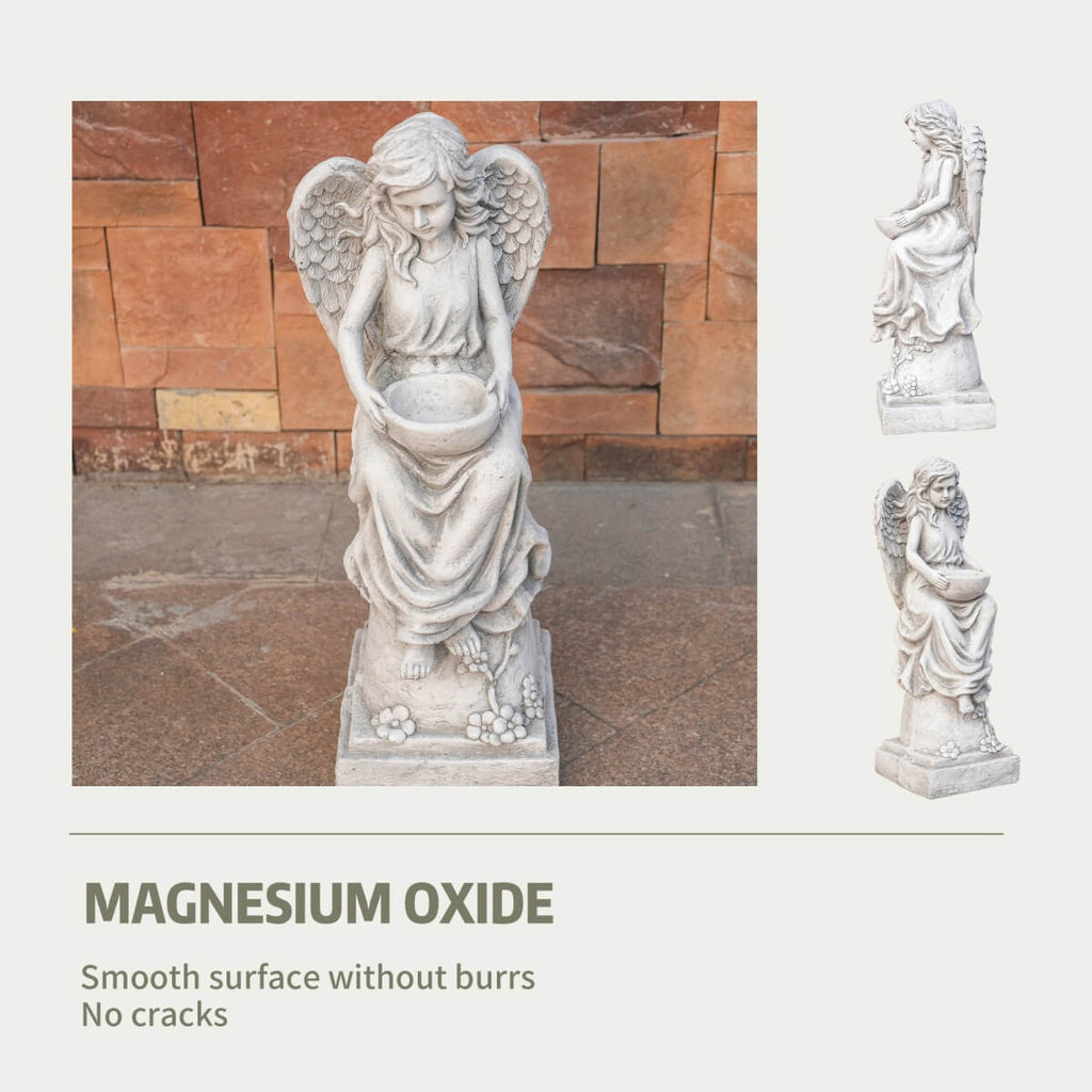Seated Angel Holding Bowl Magnesium Oxide Garden Sculpture (GS-24936A-AN-WLX)