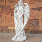 Serene Standing Guardian Angel Magnesium Oxide Garden Sculpture (GS-24939A-WH-WLX)