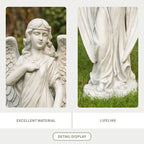 Serene Standing Guardian Angel Magnesium Oxide Garden Sculpture (GS-24939A-WH-WLX)