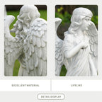 Serene Standing Guardian Angel Magnesium Oxide Garden Sculpture (GS-24939A-WH-WLX)