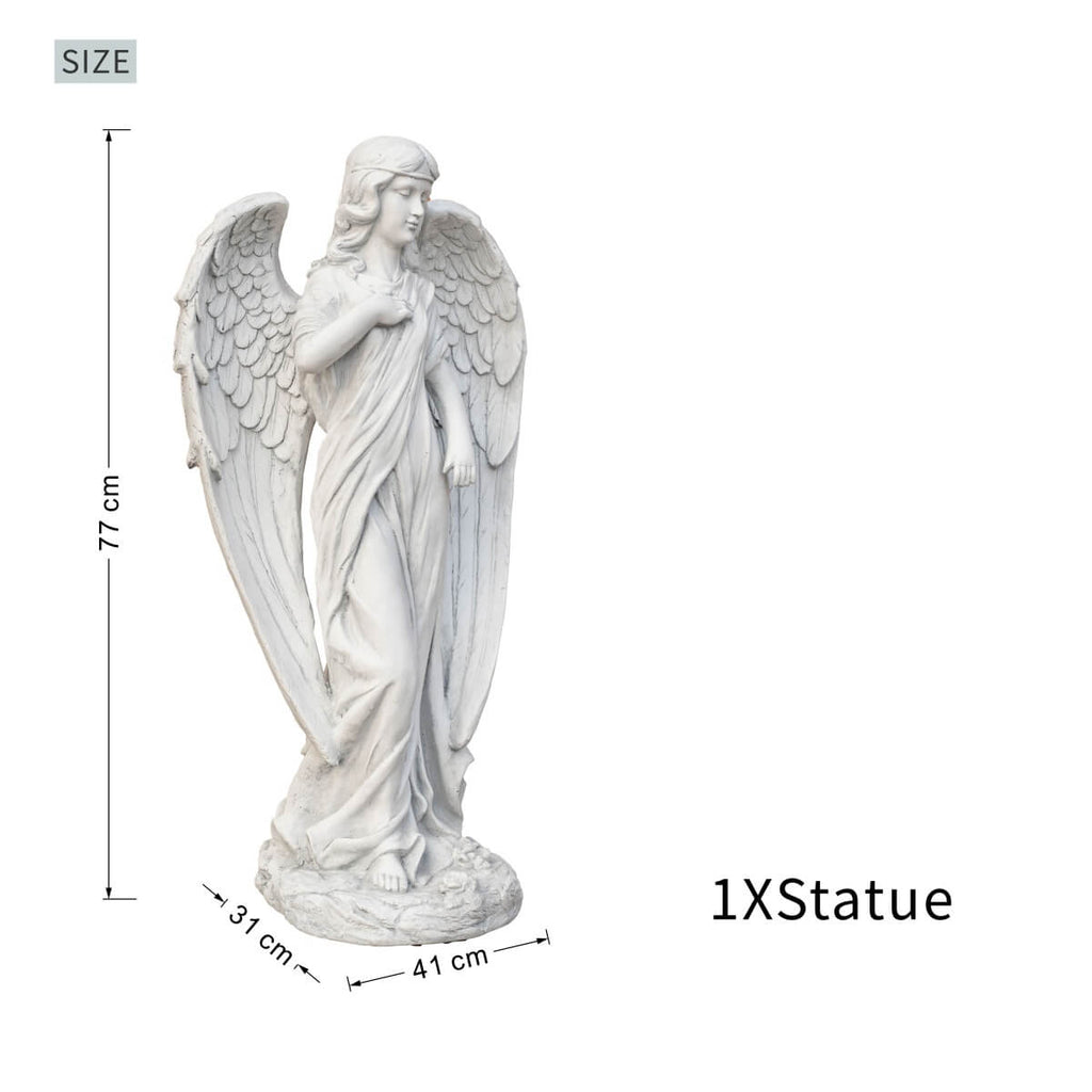 Serene Standing Guardian Angel Magnesium Oxide Garden Sculpture (GS-24939A-WH-WLX)