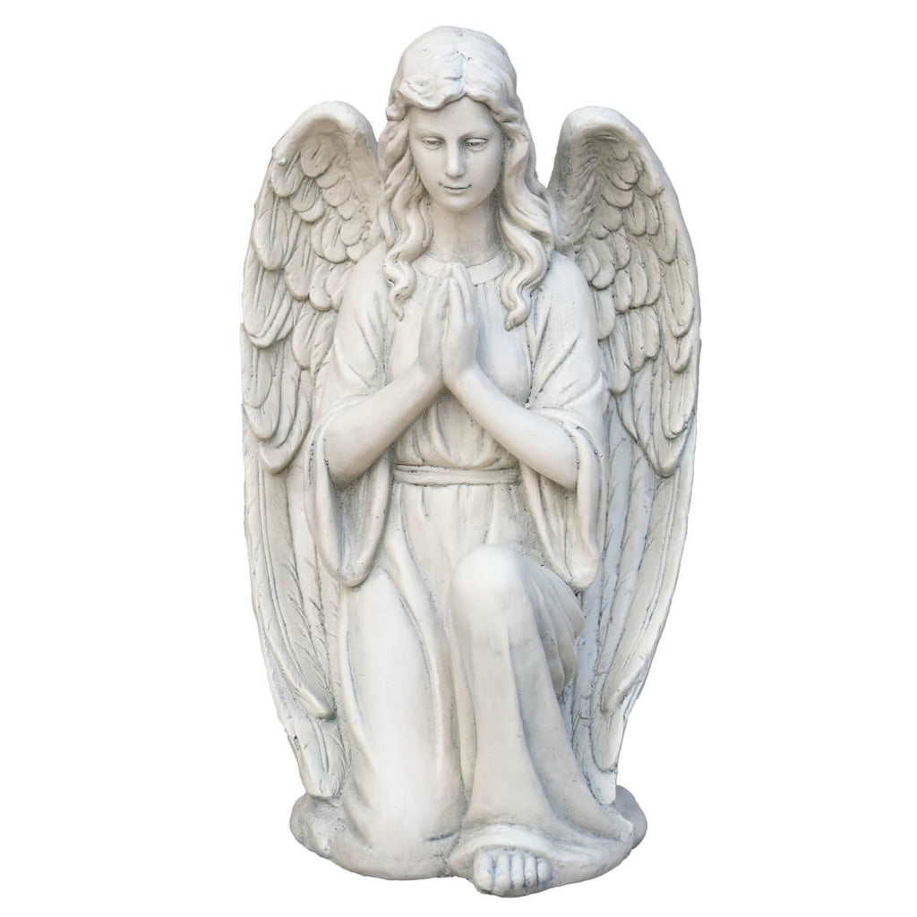 Kneeling Praying Angel Magnesium Oxide Garden Sculpture (GS-24940A-WH-WLX)