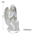 Kneeling Praying Angel Magnesium Oxide Garden Sculpture (GS-24940A-WH-WLX)
