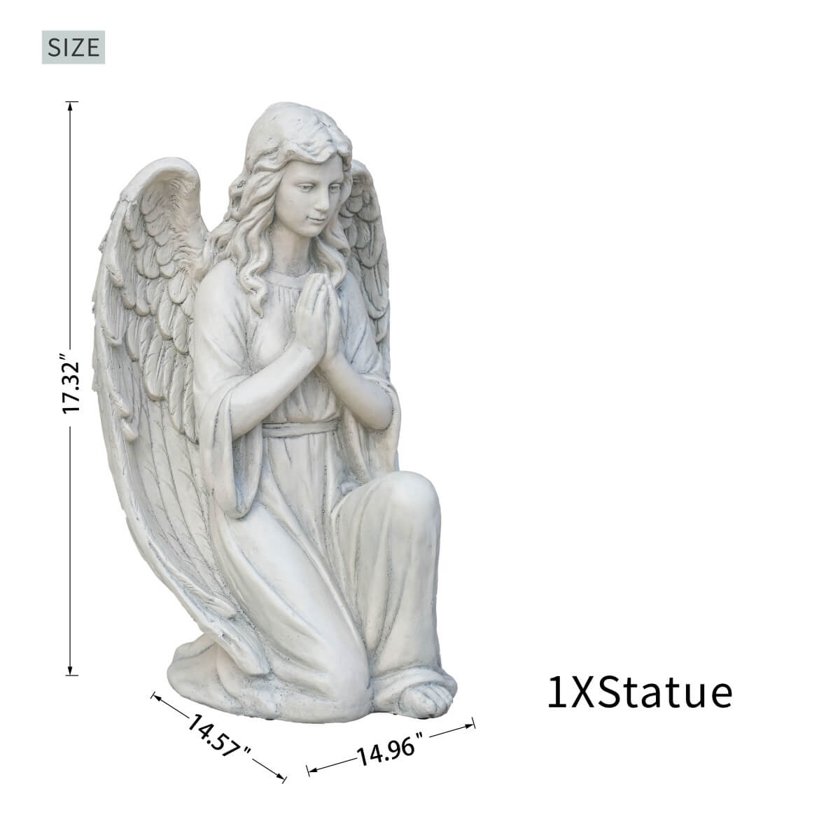 Kneeling Praying Angel Magnesium Oxide Garden Sculpture (GS-24940A-WH-WLX)