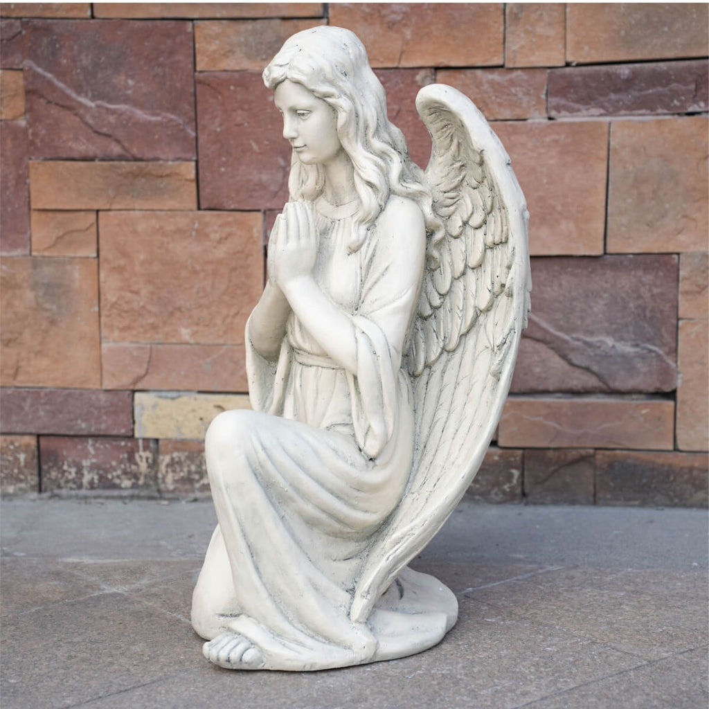 Kneeling Praying Angel Magnesium Oxide Garden Sculpture (GS-24940A-WH-WLX)