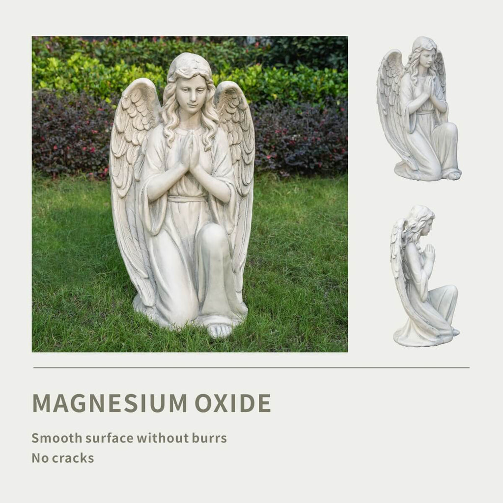Kneeling Praying Angel Magnesium Oxide Garden Sculpture (GS-24940A-WH-WLX)
