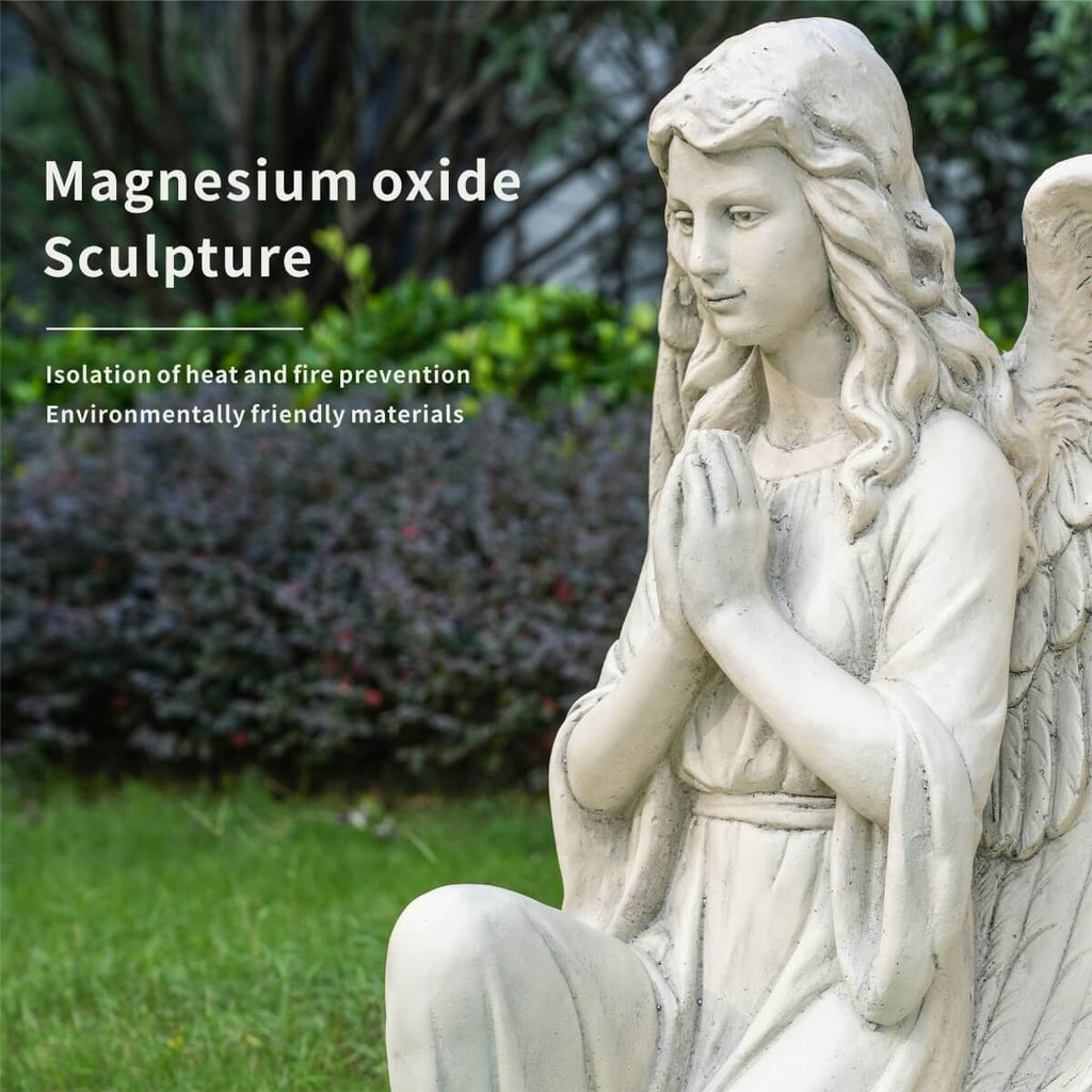 Kneeling Praying Angel Magnesium Oxide Garden Sculpture (GS-24940A-WH-WLX)