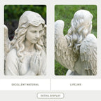 Kneeling Praying Angel Magnesium Oxide Garden Sculpture (GS-24940A-WH-WLX)
