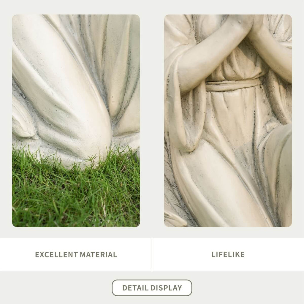 Kneeling Praying Angel Magnesium Oxide Garden Sculpture (GS-24940A-WH-WLX)