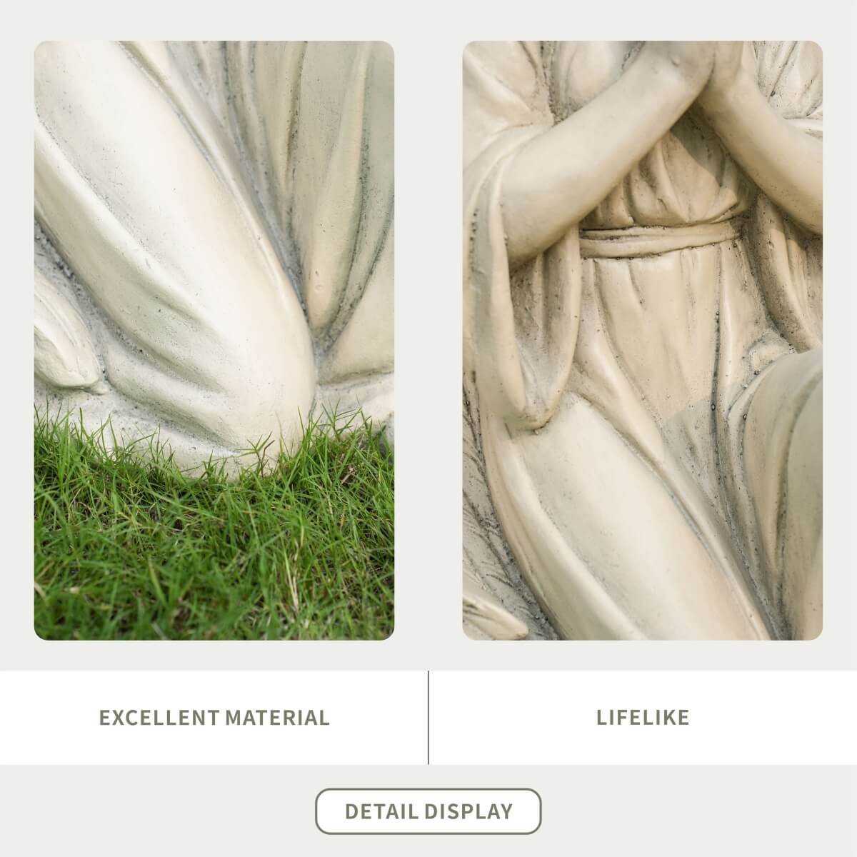 Kneeling Praying Angel Magnesium Oxide Garden Sculpture (GS-24940A-WH-WLX)