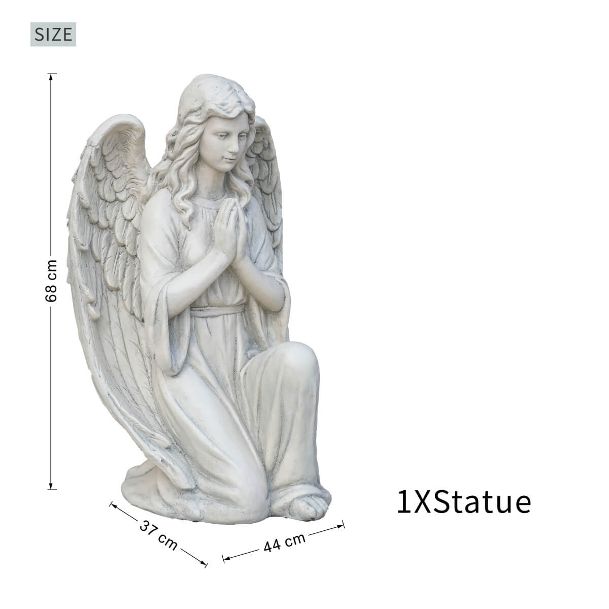 Kneeling Praying Angel Magnesium Oxide Garden Sculpture (GS-24940A-WH-WLX)