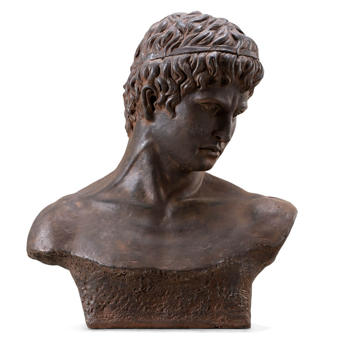 Classical Male Bust Magnesium Oxide Sculpture with Antique Rust Finish (GS-2603-BR-QZYY) - Direct Wicker