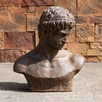 Classical Male Bust Magnesium Oxide Sculpture with Antique Rust Finish (GS-2603-BR-QZYY) - Direct Wicker