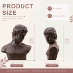Classical Male Bust Magnesium Oxide Sculpture with Antique Rust Finish (GS-2603-BR-QZYY) - Direct Wicker