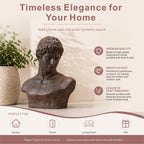 Classical Male Bust Magnesium Oxide Sculpture with Antique Rust Finish (GS-2603-BR-QZYY) - Direct Wicker