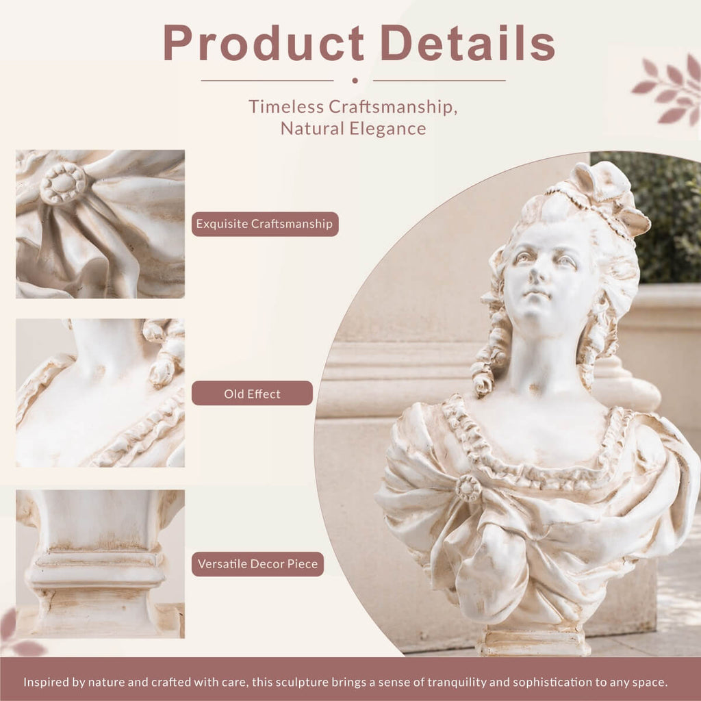 Classical Elegant Female Bust Magnesium Oxide Sculpture (GS-2604-GR-QZYY) - Direct Wicker