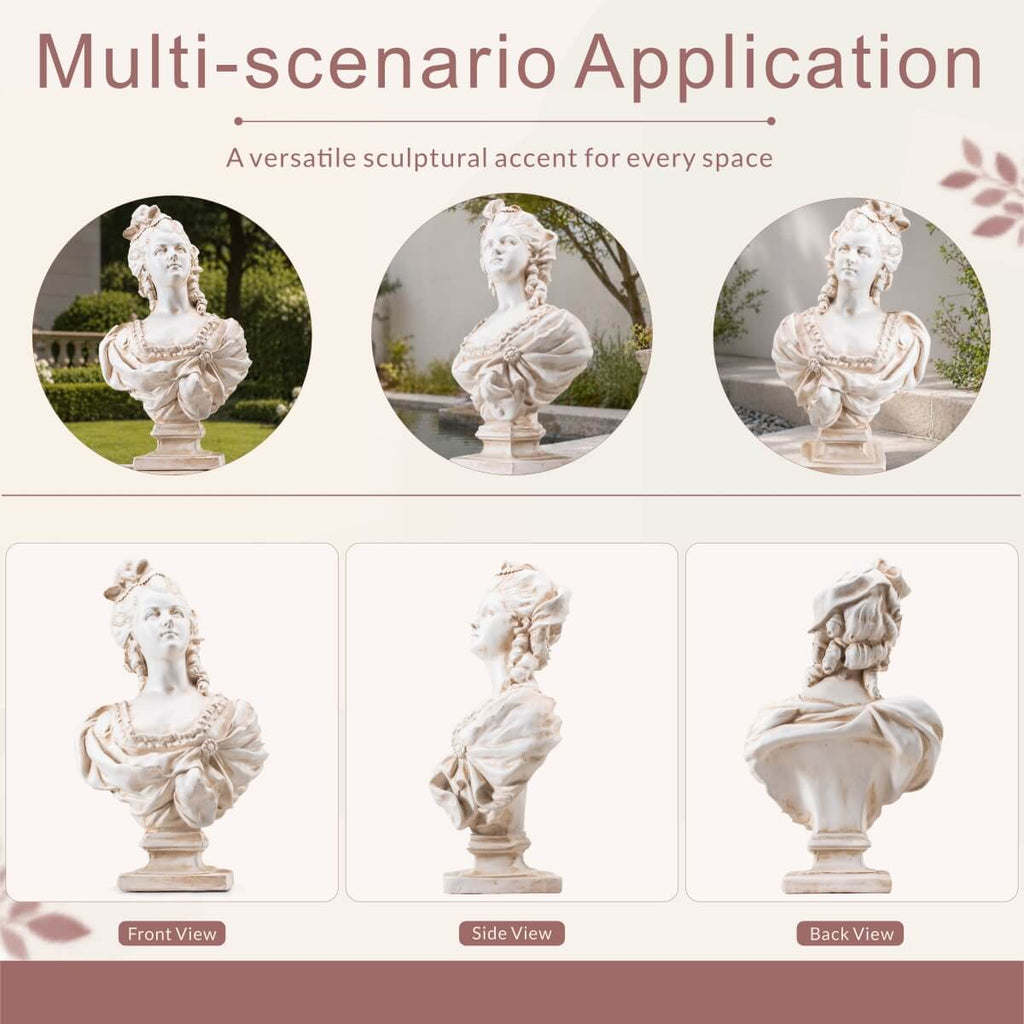 Classical Elegant Female Bust Magnesium Oxide Sculpture (GS-2604-GR-QZYY) - Direct Wicker