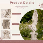 Kneeling Winged Angel on Classical Column Magnesium Oxide Sculpture (GS-2605-WH-QZYY) - Direct Wicker