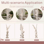 Kneeling Winged Angel on Classical Column Magnesium Oxide Sculpture (GS-2605-WH-QZYY) - Direct Wicker