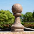 Rustic Wood-Grain Sphere Finial Magnesium Oxide Garden Ornament (GS-2606-BR-QZYY)