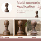 Rustic Wood-Grain Sphere Finial Magnesium Oxide Garden Ornament (GS-2606-BR-QZYY)
