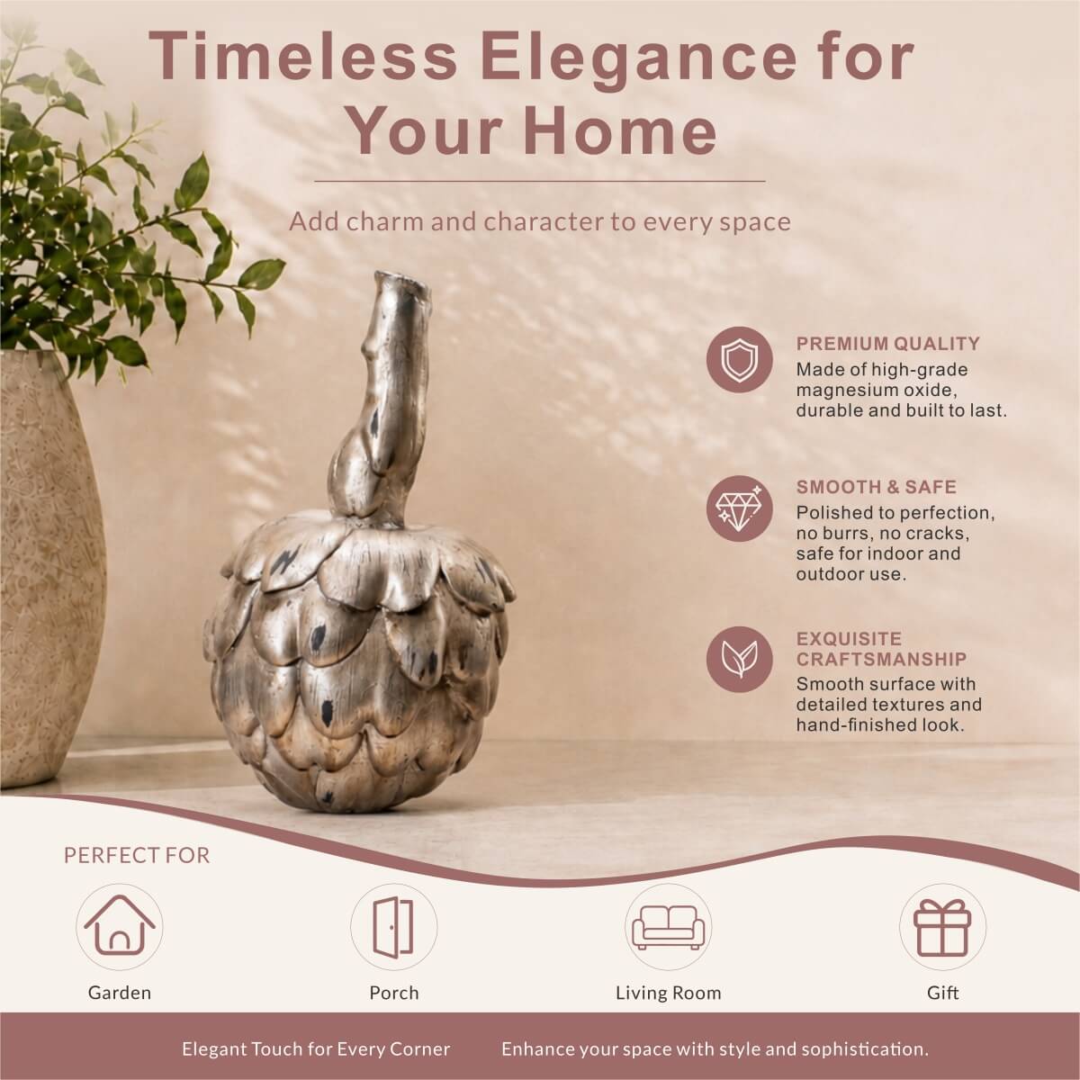 Rustic Antique Artichoke Magnesium Oxide Garden Ornament (GS-2608-BR-QZYY)