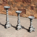 Vintage Grey & Rust Magnesium Oxide Candle Holder Trio (GS-2609/10/11-GR-QZYY)