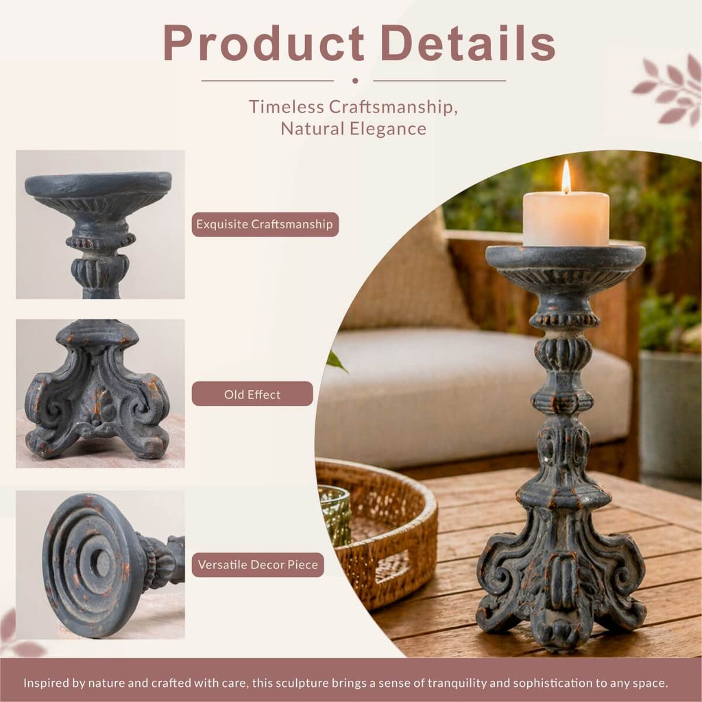 Vintage Grey & Rust Magnesium Oxide Candle Holder Trio (GS-2609/10/11-GR-QZYY)