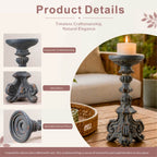 Vintage Grey & Rust Magnesium Oxide Candle Holder Trio (GS-2609/10/11-GR-QZYY)