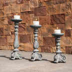 Vintage Grey & Rust Magnesium Oxide Candle Holder Trio (GS-2609/10/11-GR-QZYY)