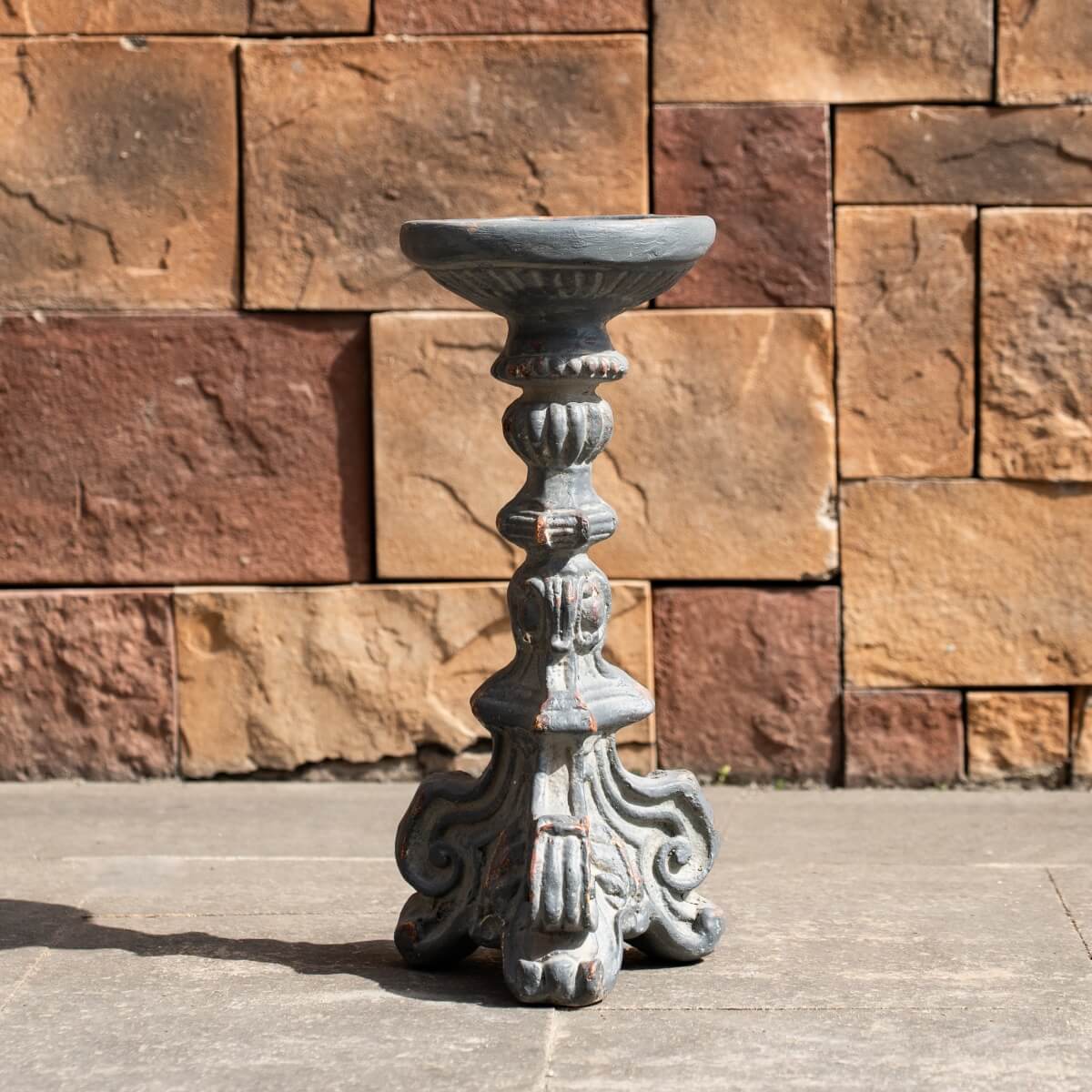 Vintage Grey & Rust Magnesium Oxide Candle Holder Trio (GS-2609/10/11-GR-QZYY)