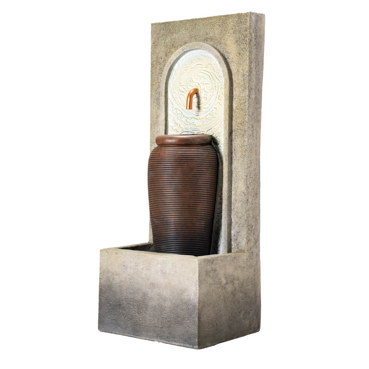 Lightweight Cement & Fiberglass Outdoor Fountain with ETL Pump (GS-2642-BR-CY)