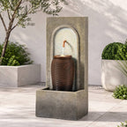 Lightweight Cement & Fiberglass Outdoor Fountain with ETL Pump (GS-2642-BR-CY)