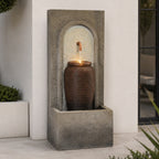 Lightweight Cement & Fiberglass Outdoor Fountain with ETL Pump (GS-2642-BR-CY)