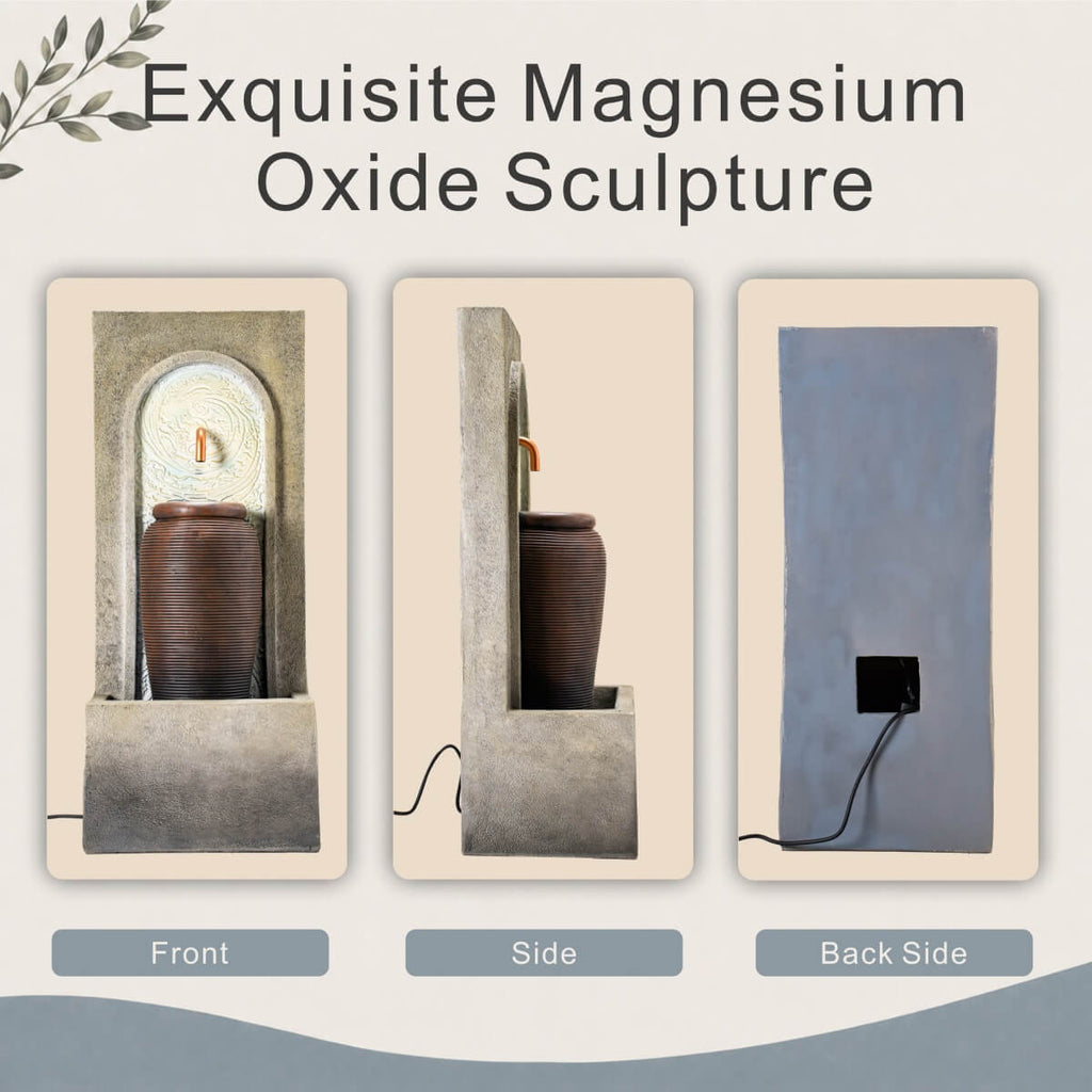 Lightweight Cement & Fiberglass Outdoor Fountain with ETL Pump (GS-2642-BR-CY)