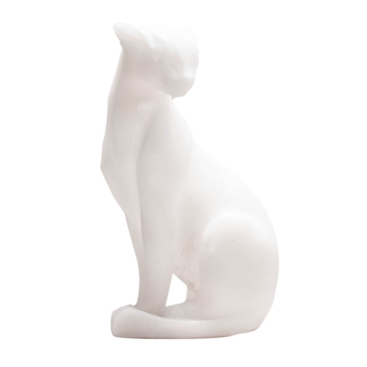 Minimalist White Resin Cat Sculpture with Sandstone Texture (GS-2646-WH-CY)
